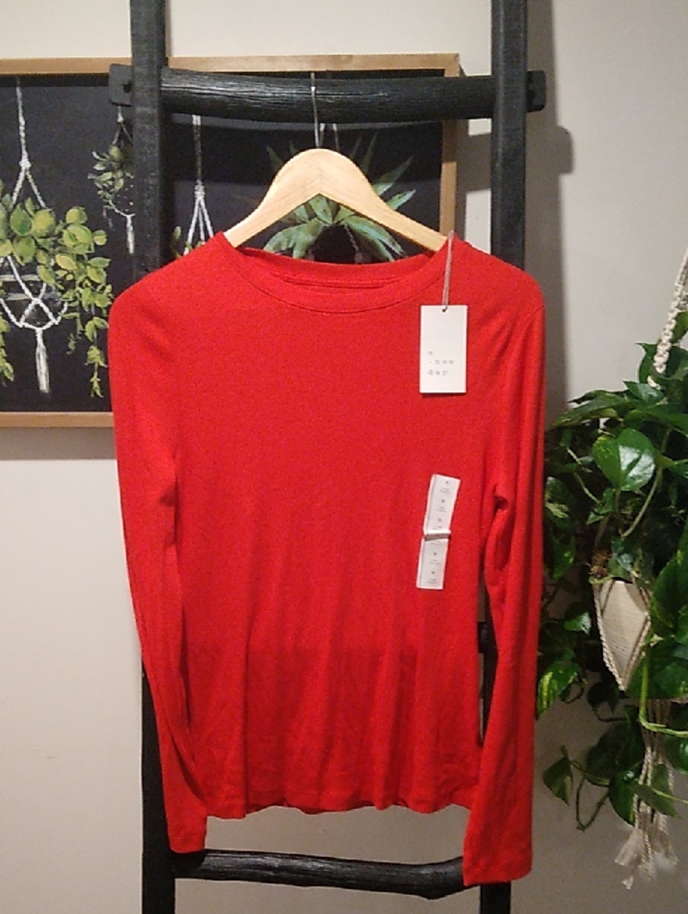 Women's a new day Crew Neck Long Sleeve Ribbed Tee